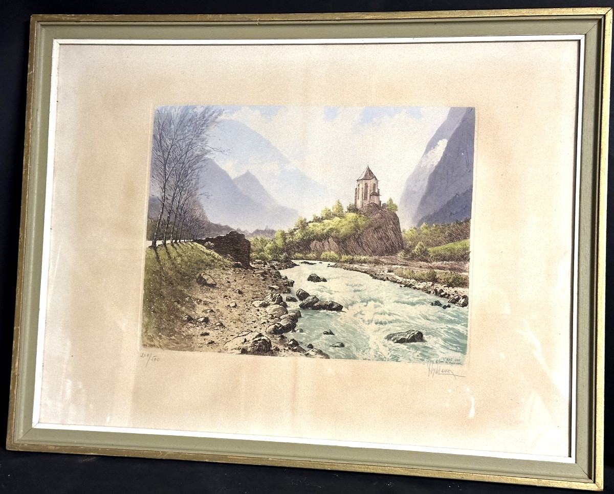 Joanny DREVET 1889-1969 L’ARC vers St Jean de Maurienne Savoie signée -photo-2