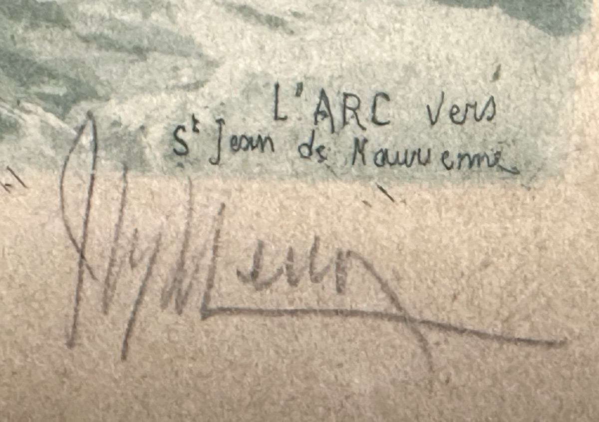 Joanny DREVET 1889-1969 L’ARC vers St Jean de Maurienne Savoie signée -photo-3