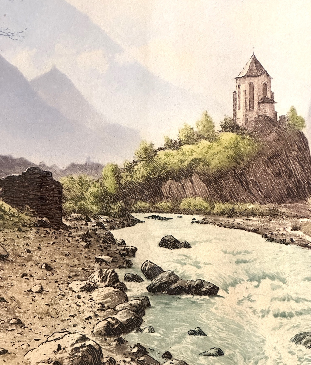 Joanny DREVET 1889-1969 L’ARC vers St Jean de Maurienne Savoie signée -photo-1
