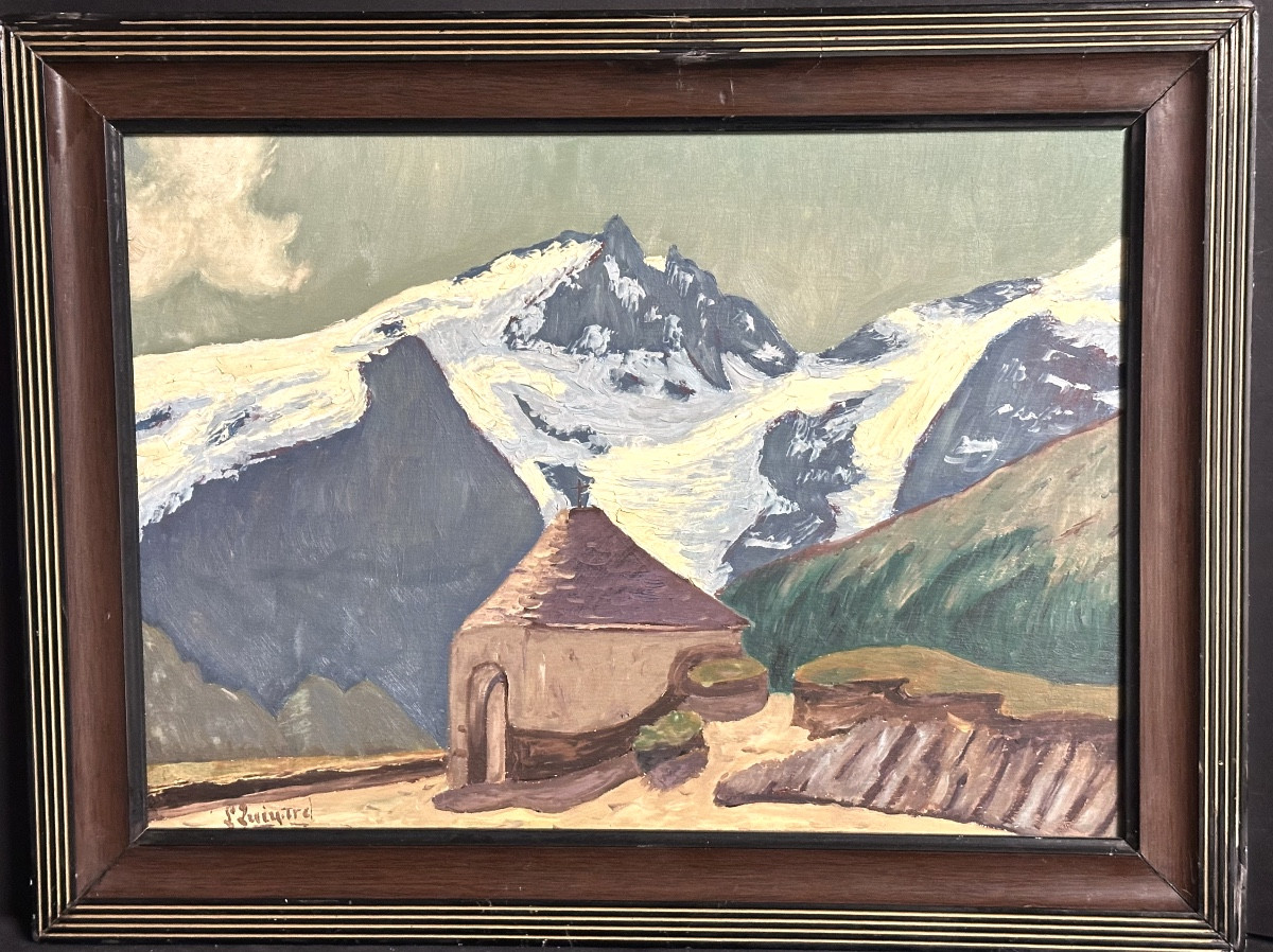 Lucien Quenard 1902- 1995 Oil La Grave Meije And The Oratory Of Chazelet Glacier Oisans Alpes -photo-2