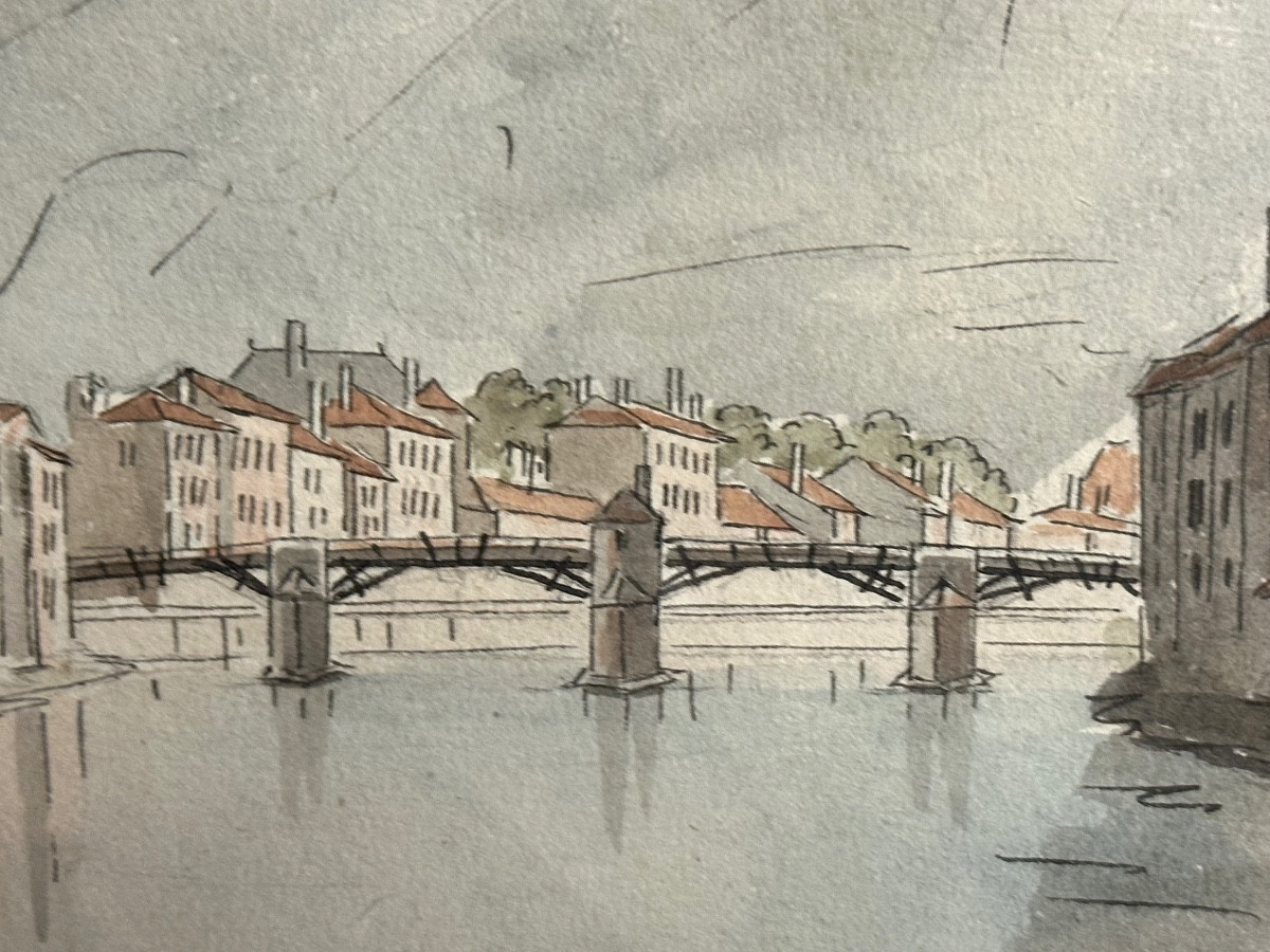 Claude Honoré BACHE 1801-1872 Aquarelle GRENOBLE et Alpes Dauphiné /4-photo-2