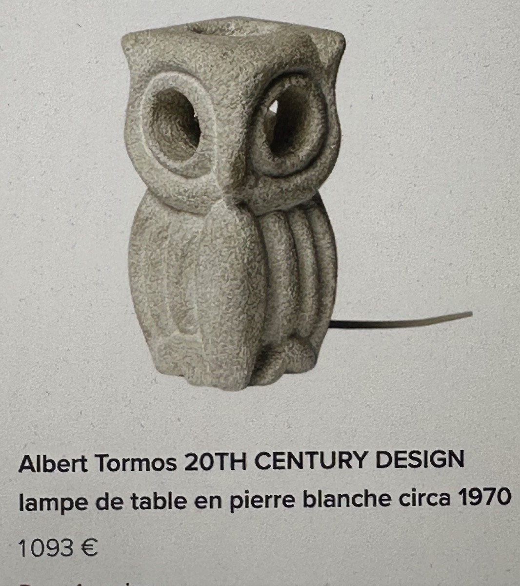 Albert TORMOS XXe Vase HIBOU signé en pierre calcaire du Lubéron-photo-4