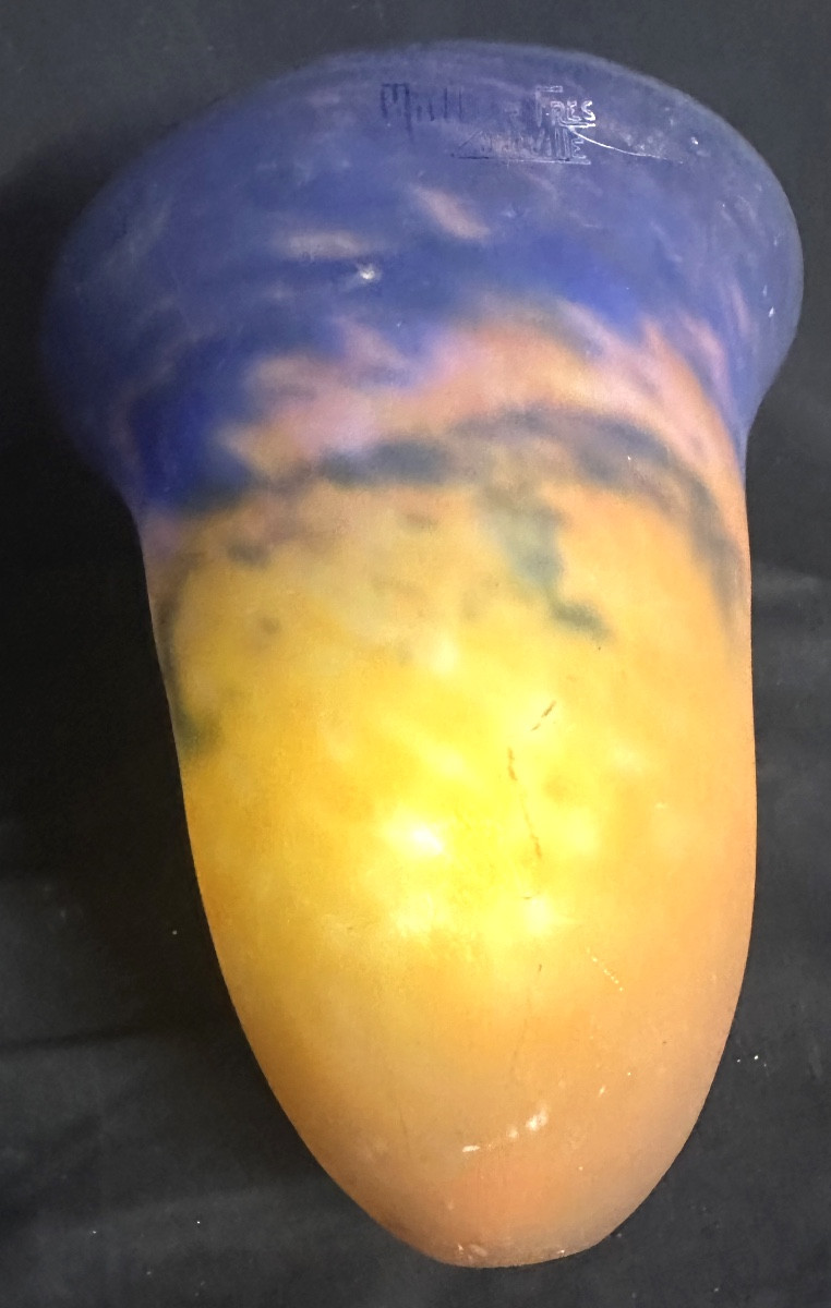 MULLER Frères Grande lampe obus 53 cm signée Pieds en fer forgé -photo-4