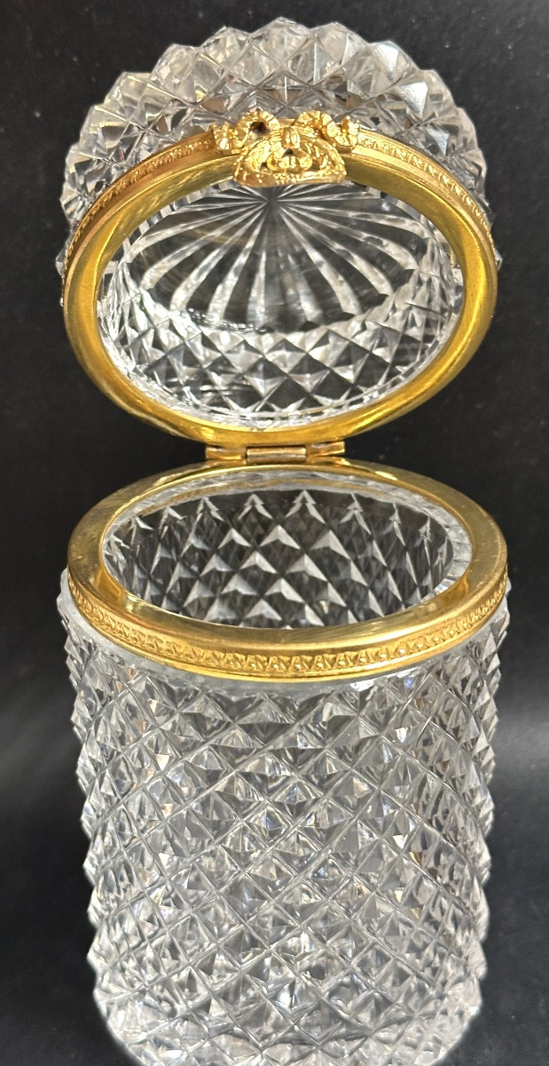 LE CREUSOT Boîte en cristal début 19e Taille en pointes de diamant EN TRÈS BON ÉTAT -photo-2