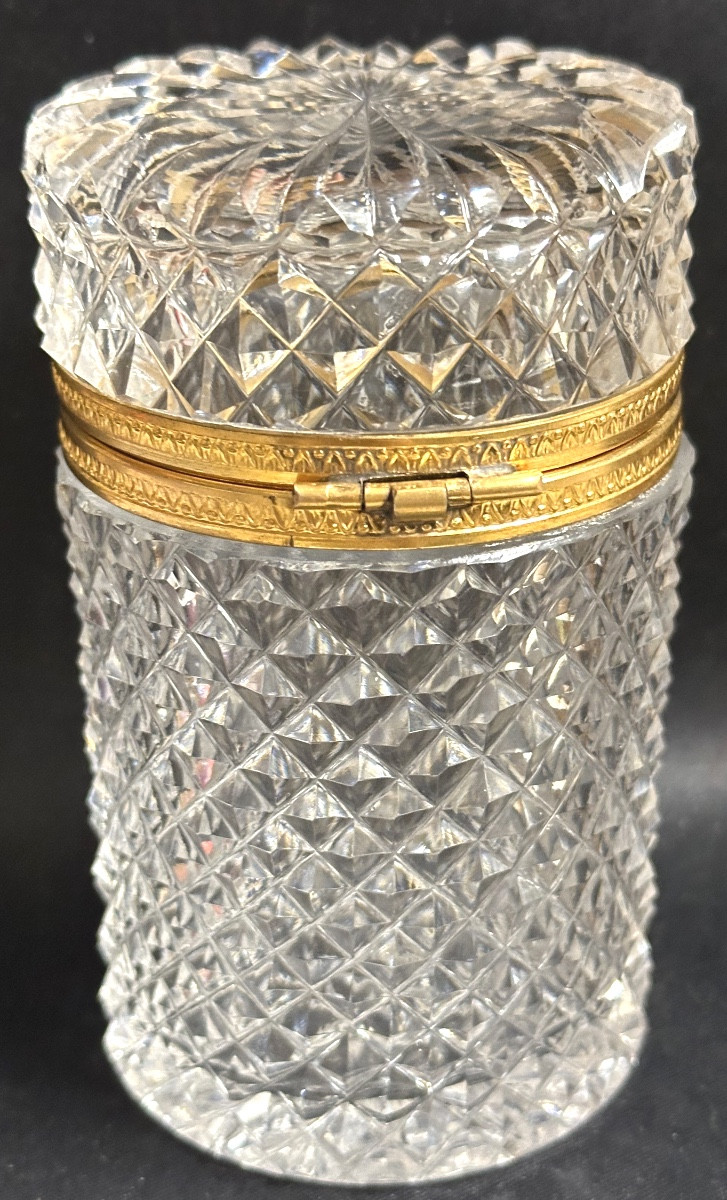 LE CREUSOT Boîte en cristal début 19e Taille en pointes de diamant EN TRÈS BON ÉTAT -photo-3