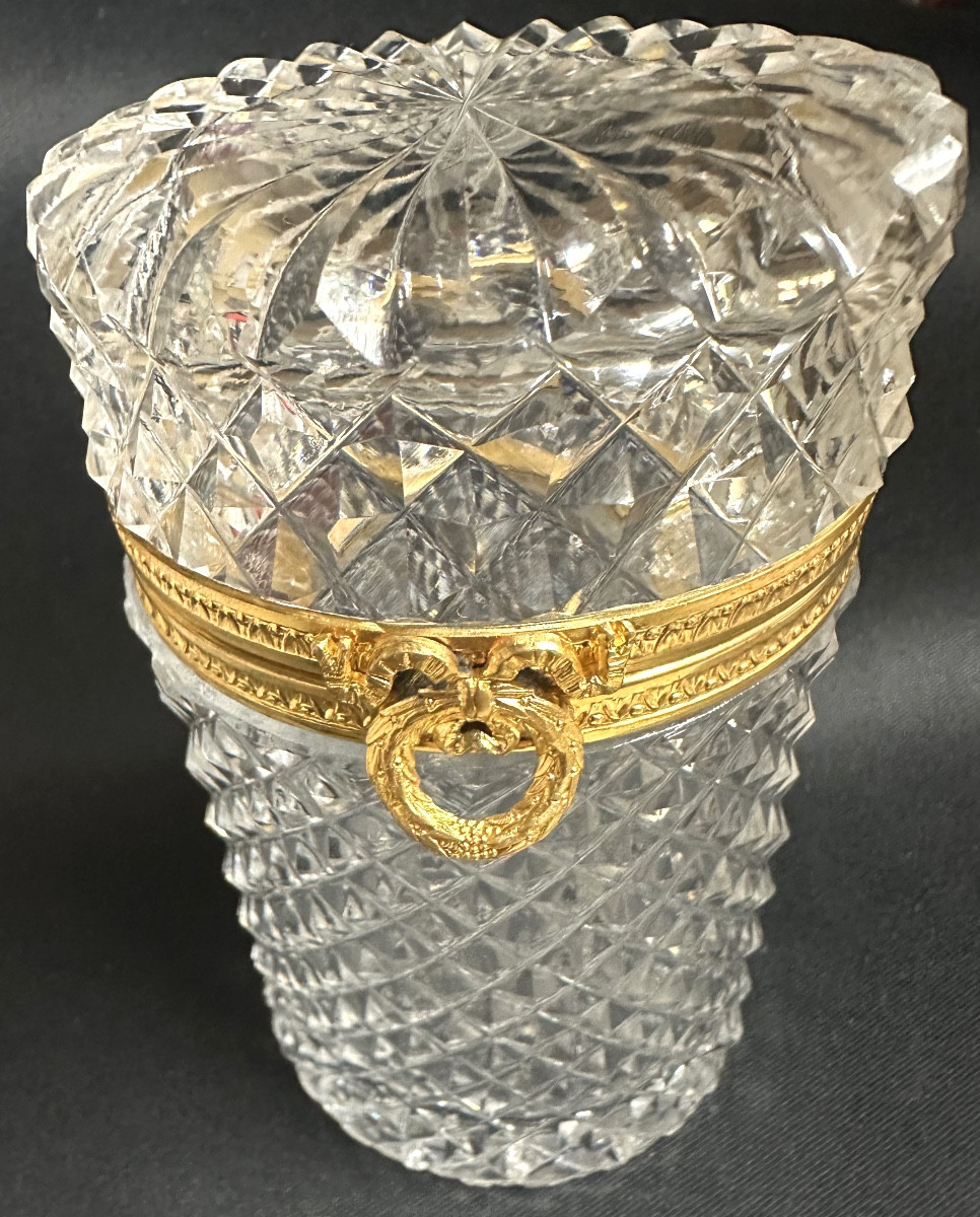 LE CREUSOT Boîte en cristal début 19e Taille en pointes de diamant EN TRÈS BON ÉTAT -photo-4