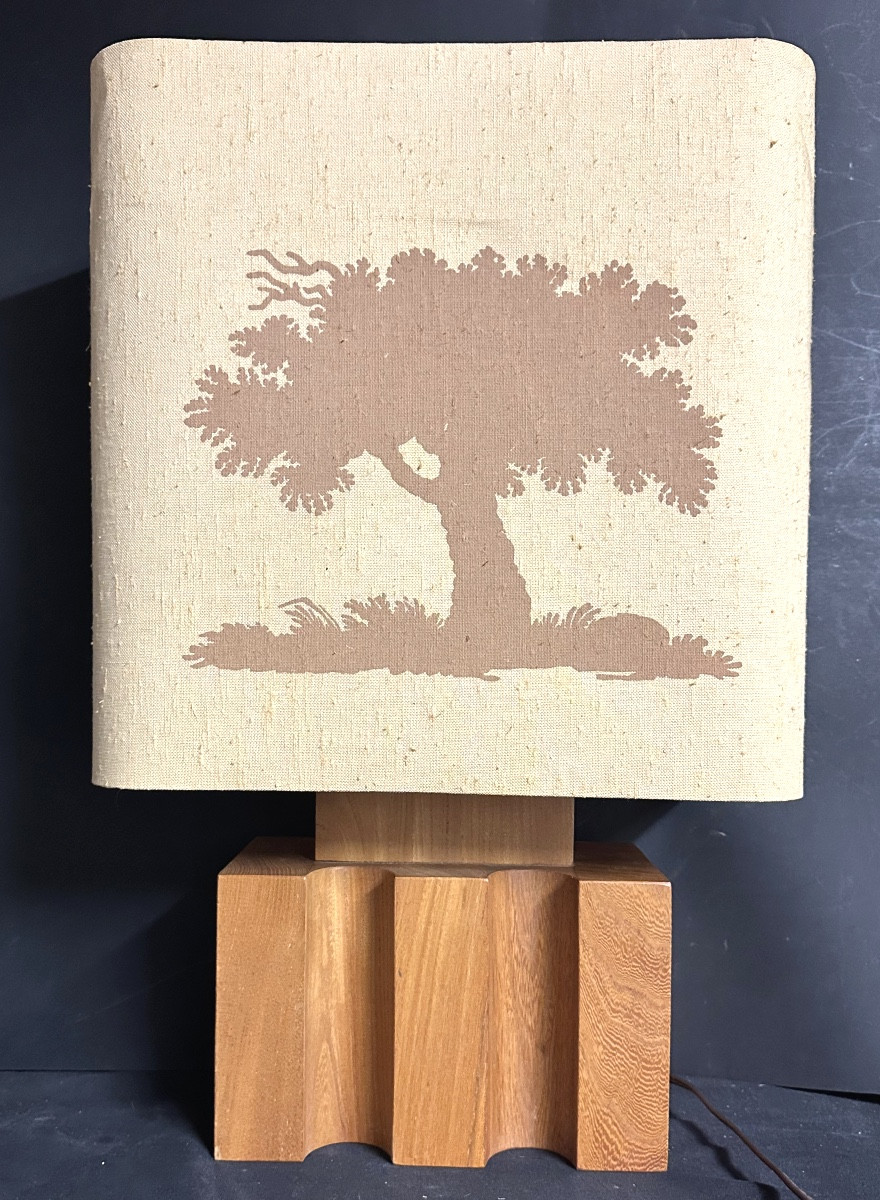 Maison REGAIN Lampe en orme massif signée -photo-4