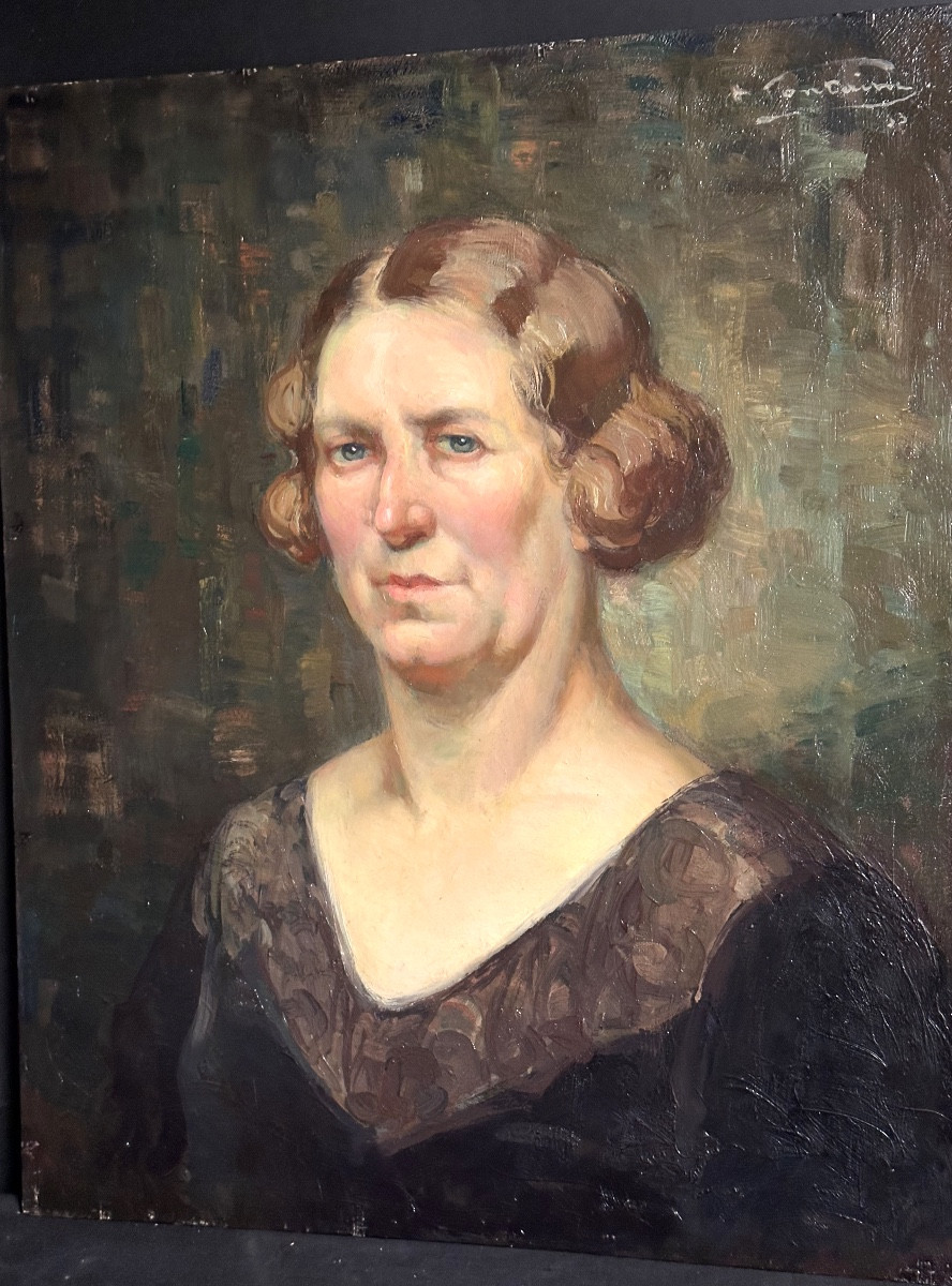 Henri Fontaine 1887- Lyon Oil Painting Female Portrait, 1933