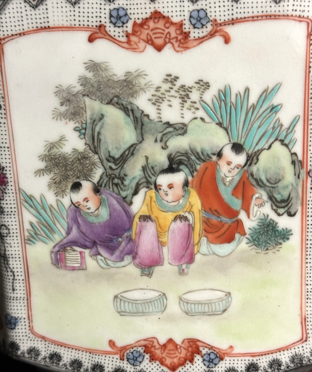 China Important Vase 55cm Late 19th Century Canton Polychrome Porcelain Signed Asian Arts Bat-photo-4