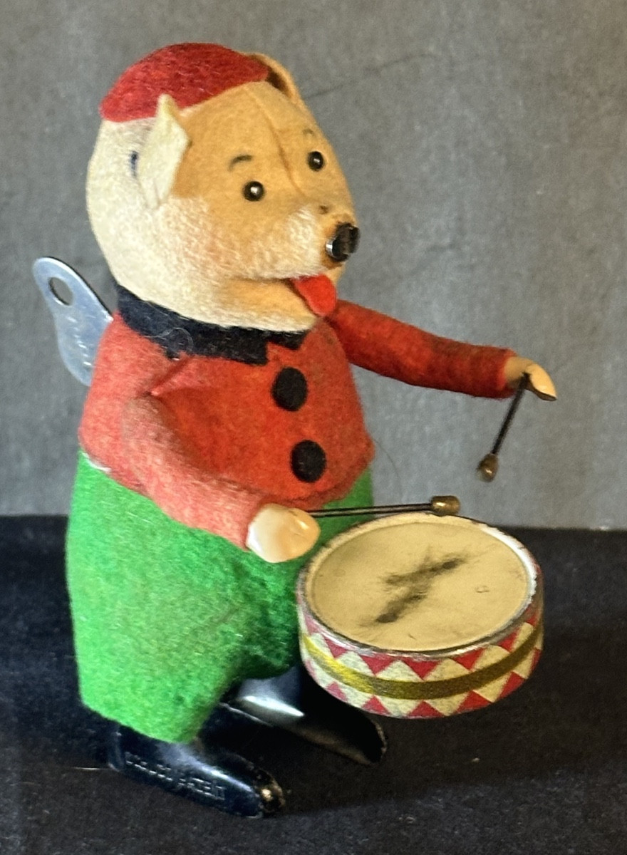 SCHUCO Rare Cochon mécanique au tambour avec sa clé d’origine Signé en très bon état d’usag-photo-2