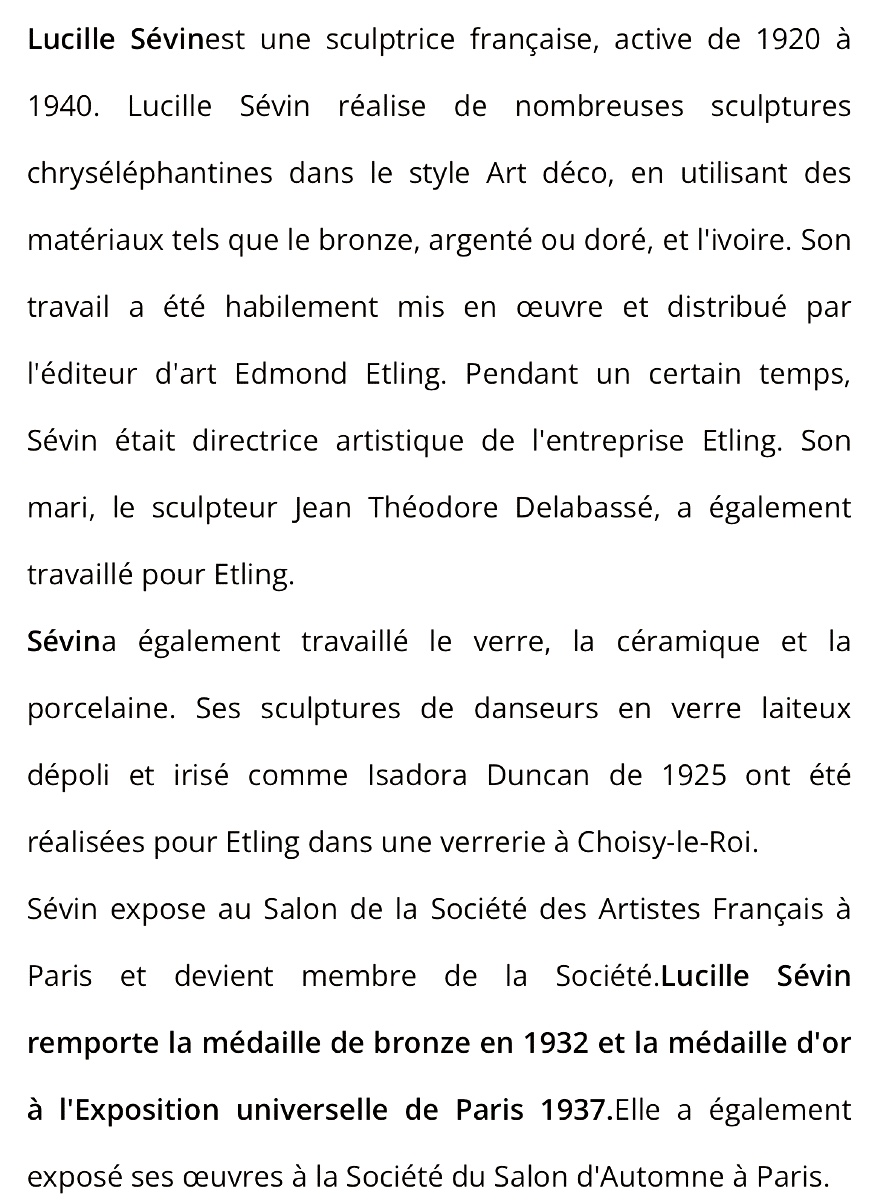 ETLING France Lampe Statuette 1932 en verre opalescent Art Deco signé en très bon état -photo-5