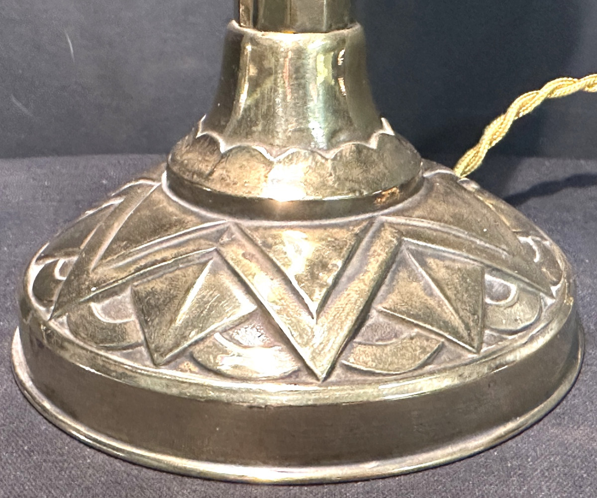 Rare Art Deco Gold Pirouett Lamp With Cloud-shaped Glass Shades And A 1930s Living Room Base In Very Good Condition-photo-2