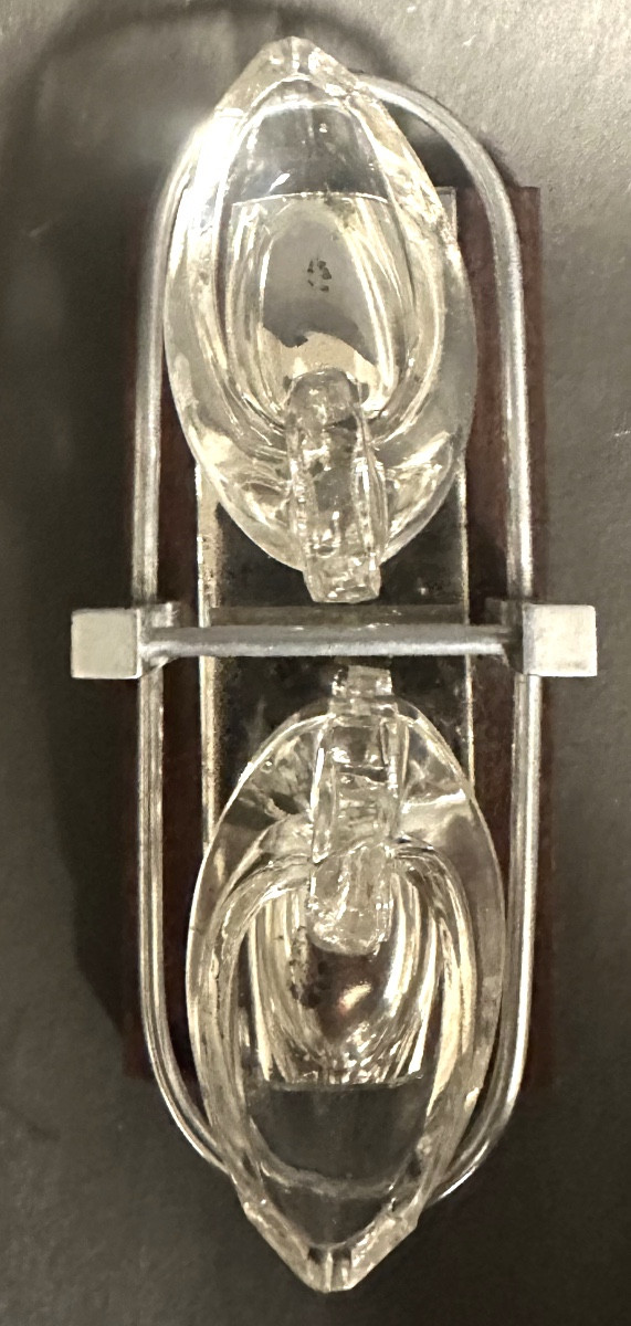 Serviteur Art Deco Ensemble salière poivrière cristal Cygne avec support palissandre et chrome-photo-3