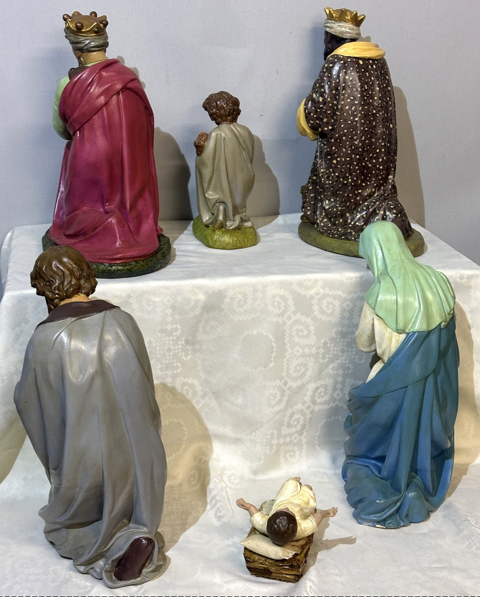 TRÈS GRANDE CRÈCHE D’ÉGLISE de Noël fin XIXe en très bon état-photo-3