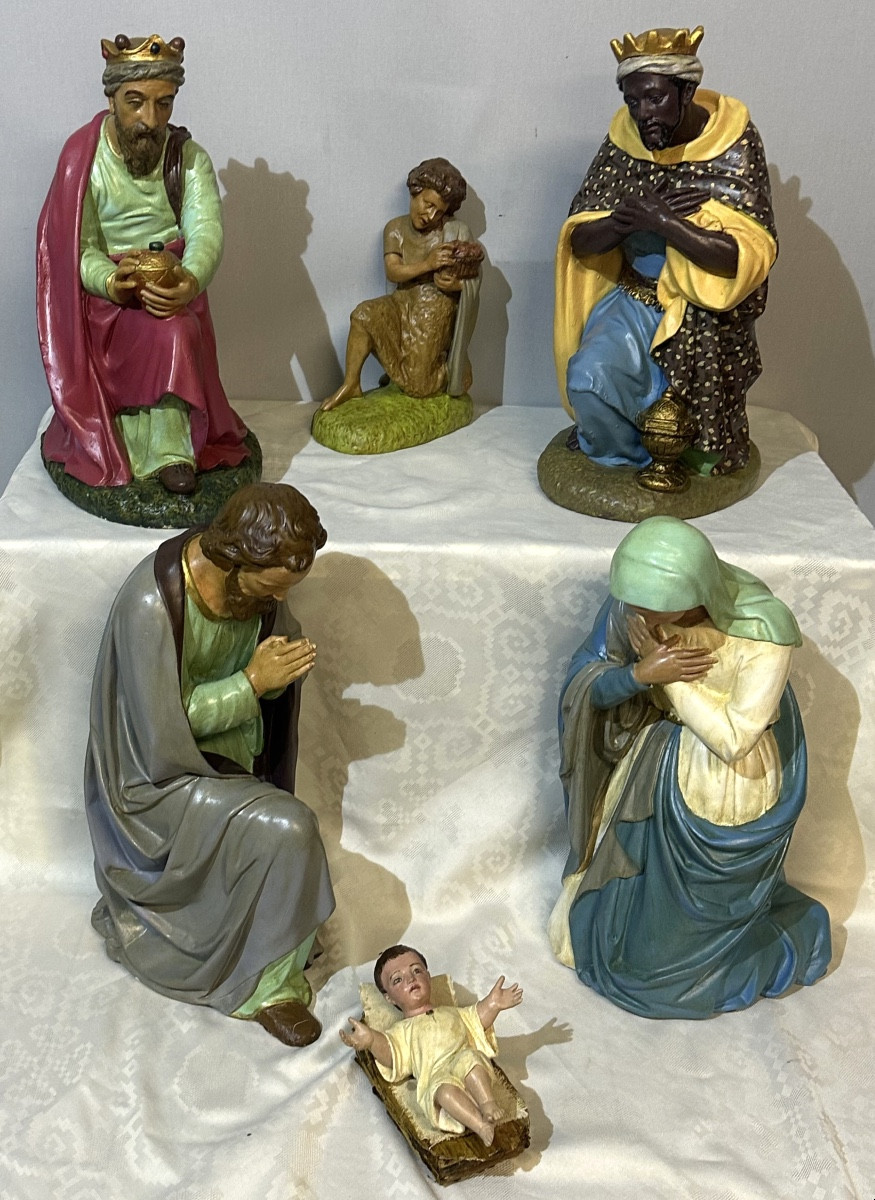 TRÈS GRANDE CRÈCHE D’ÉGLISE de Noël fin XIXe en très bon état-photo-2