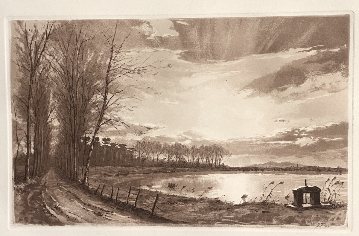 Joanny Drevet 1889-1969 Large Etching In Dombes 1938 Bresse Ain Bugey 01-photo-3