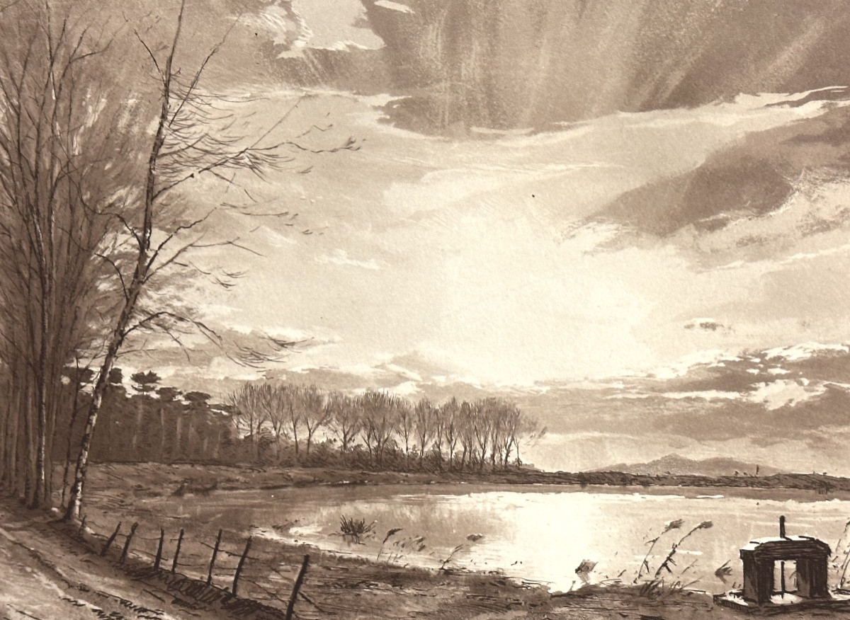 Joanny Drevet 1889-1969 Large Etching In Dombes 1938 Bresse Ain Bugey 01