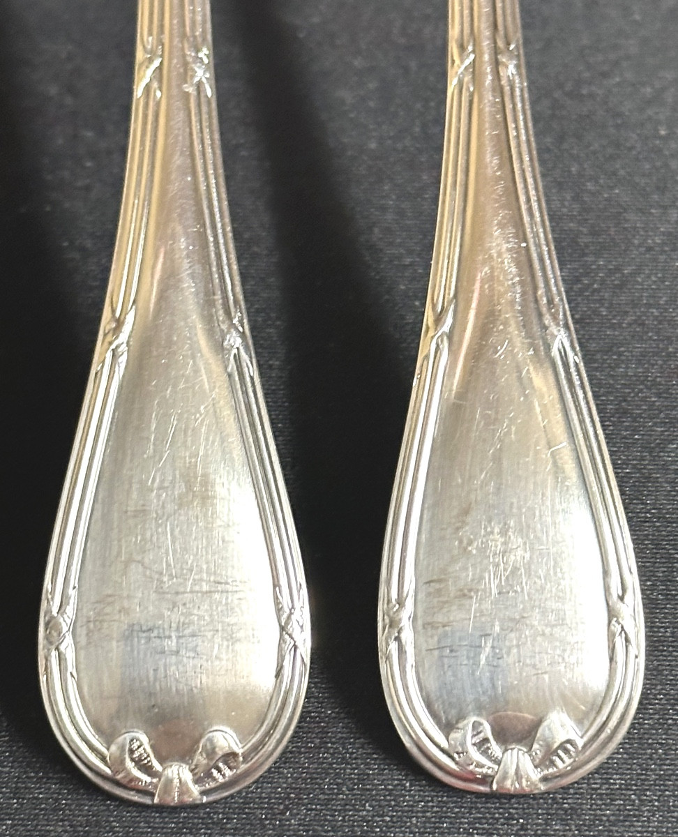 Christofle 12-piece Silver-plated Ruban Fish Cutlery Set In Very Good Condition. -photo-1
