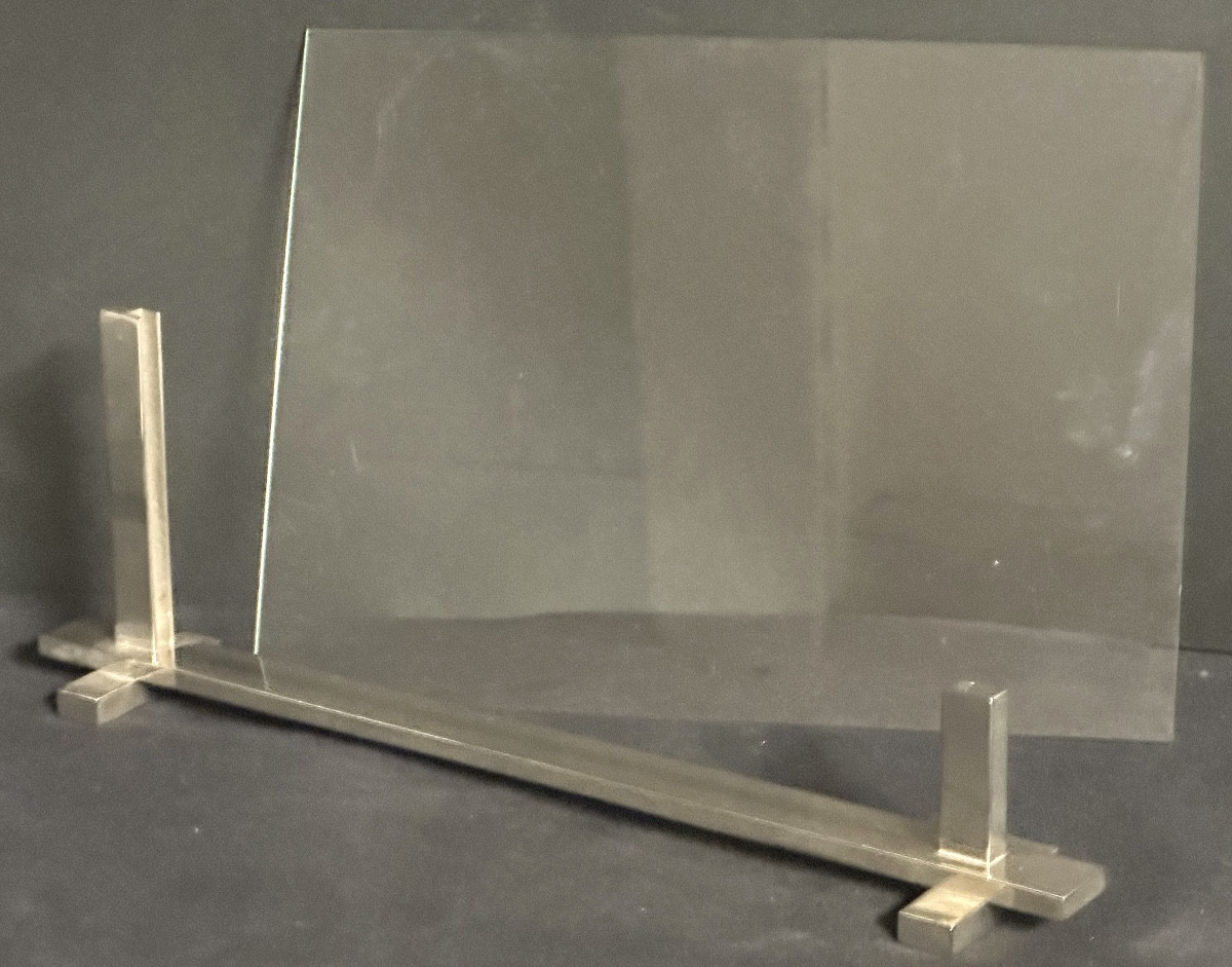 Porte photo Art Deco en métal chromé et verre 1930-photo-1