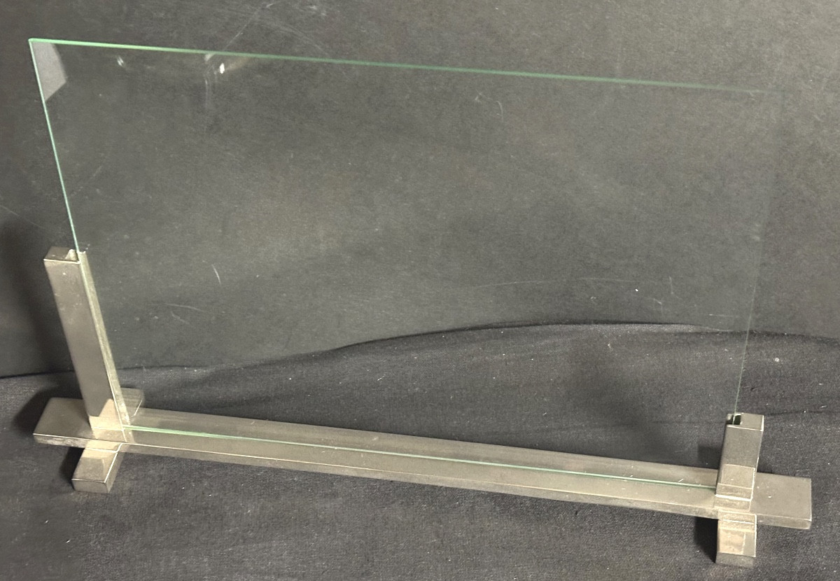 Porte photo Art Deco en métal chromé et verre 1930