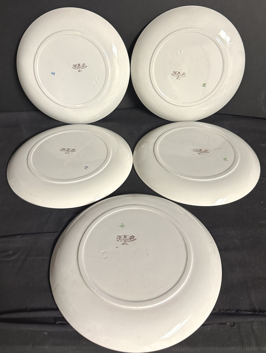 CREIL et MONTEREAU XIXe 5 assiettes caricature Hippolyte BOULENGER sorcière docteur bandit ….-photo-2