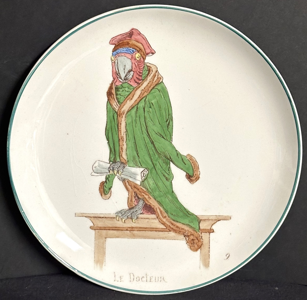 CREIL et MONTEREAU XIXe 5 assiettes caricature Hippolyte BOULENGER sorcière docteur bandit ….-photo-4