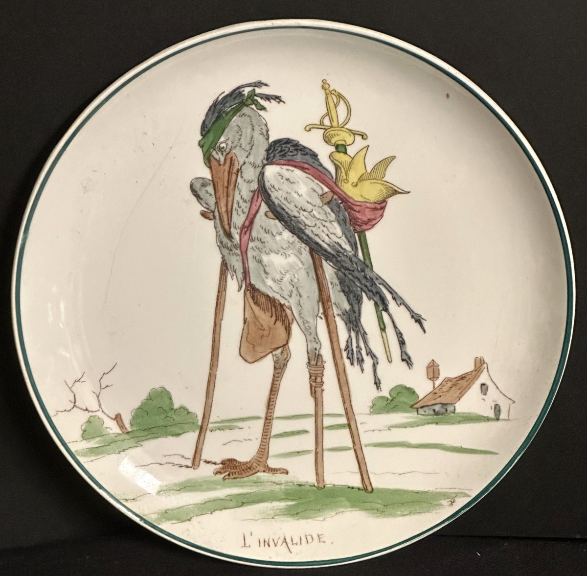 CREIL et MONTEREAU XIXe 5 assiettes caricature Hippolyte BOULENGER sorcière docteur bandit ….-photo-4