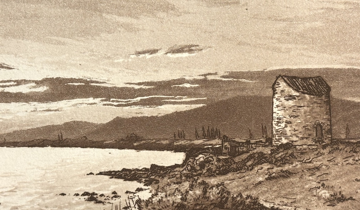 Joanny DREVET 1889-1969 Grande eau forte AU MOULIN DE MERVEILLE 1941 étang de Berre 13 Lançon -photo-4