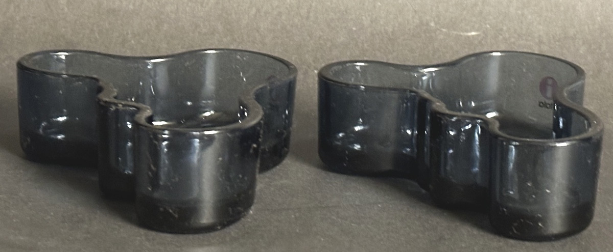 Alvar Aalto (1898-1976) Pair Iittala Trinket/tray/candle Holder Vases, Finland, Signed Design-photo-4