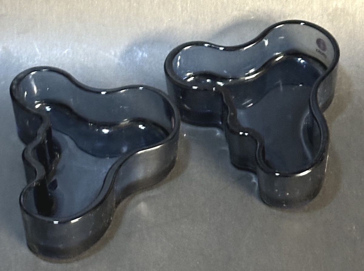 Alvar Aalto (1898-1976) Pair Iittala Trinket/tray/candle Holder Vases, Finland, Signed Design-photo-5