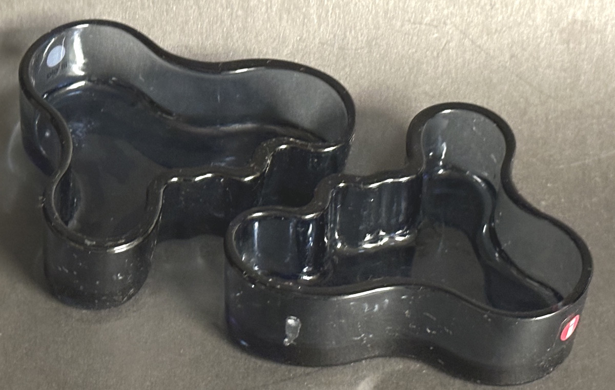 Alvar Aalto (1898-1976) Pair Iittala Trinket/tray/candle Holder Vases, Finland, Signed Design