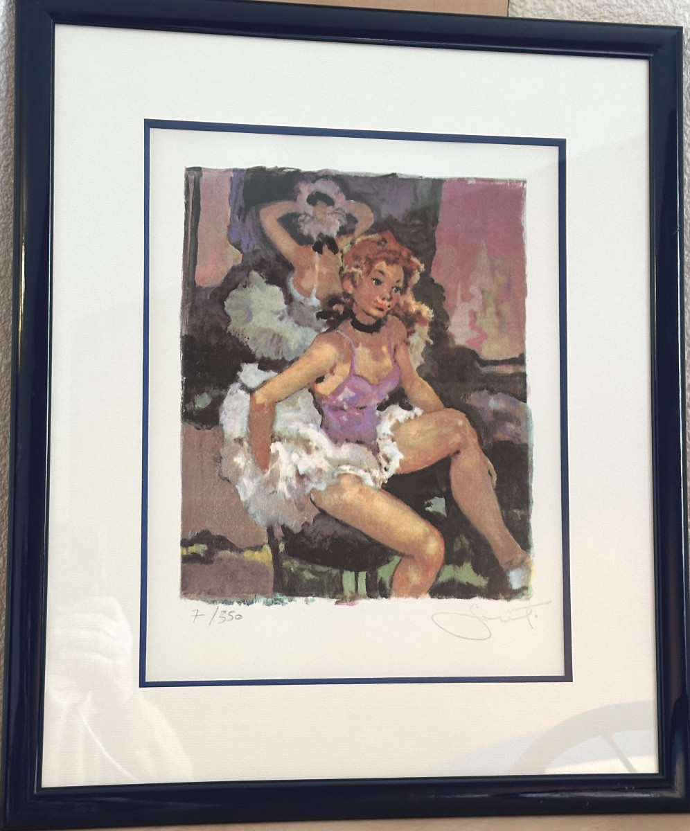 Pierre GRISOT 1911-1995 Rare sérigraphie 2 jeunes ballerines danseuses en très bon état /1-photo-2