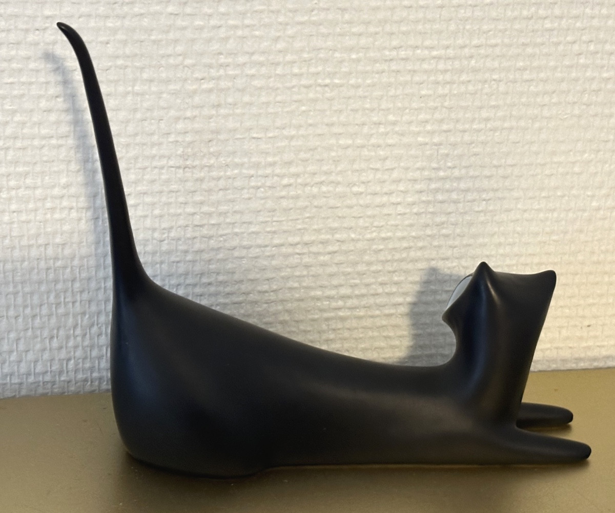 Two-tone Porcelain Cat, Royal Dux Design, Jaroslav Jezek, 1960 -photo-2