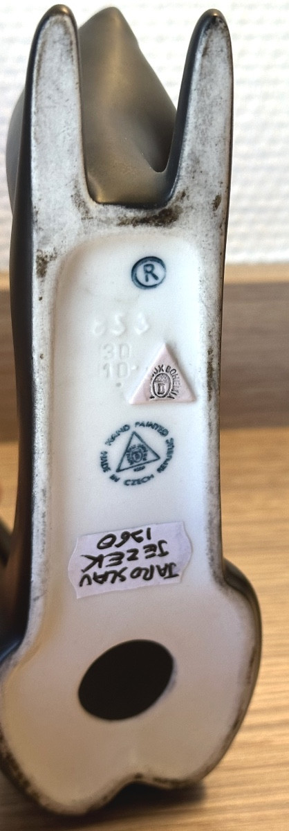 Two-tone Porcelain Cat, Royal Dux Design, Jaroslav Jezek, 1960 -photo-4