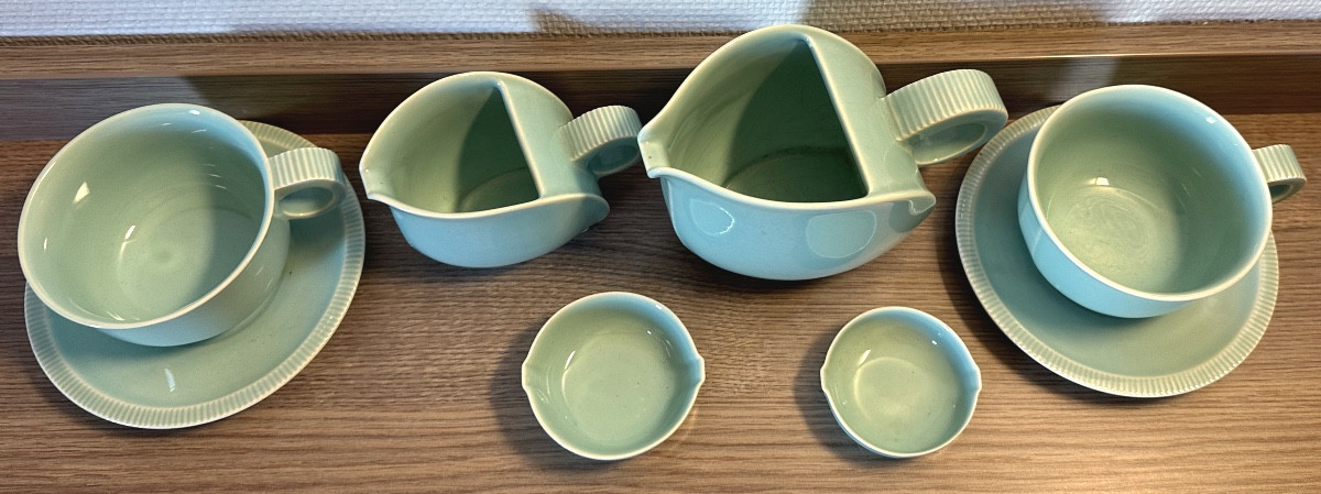 Robj Rare Art Deco Tea And Coffee Service, Circa 1930, In Fine Glazed Earthenware, Luxembourg. In Very Good Condition.-photo-3