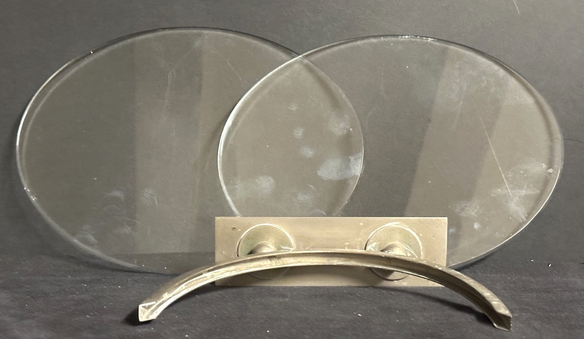 Cadre porte photo Art Deco en métal chromé et verres 1930-photo-3