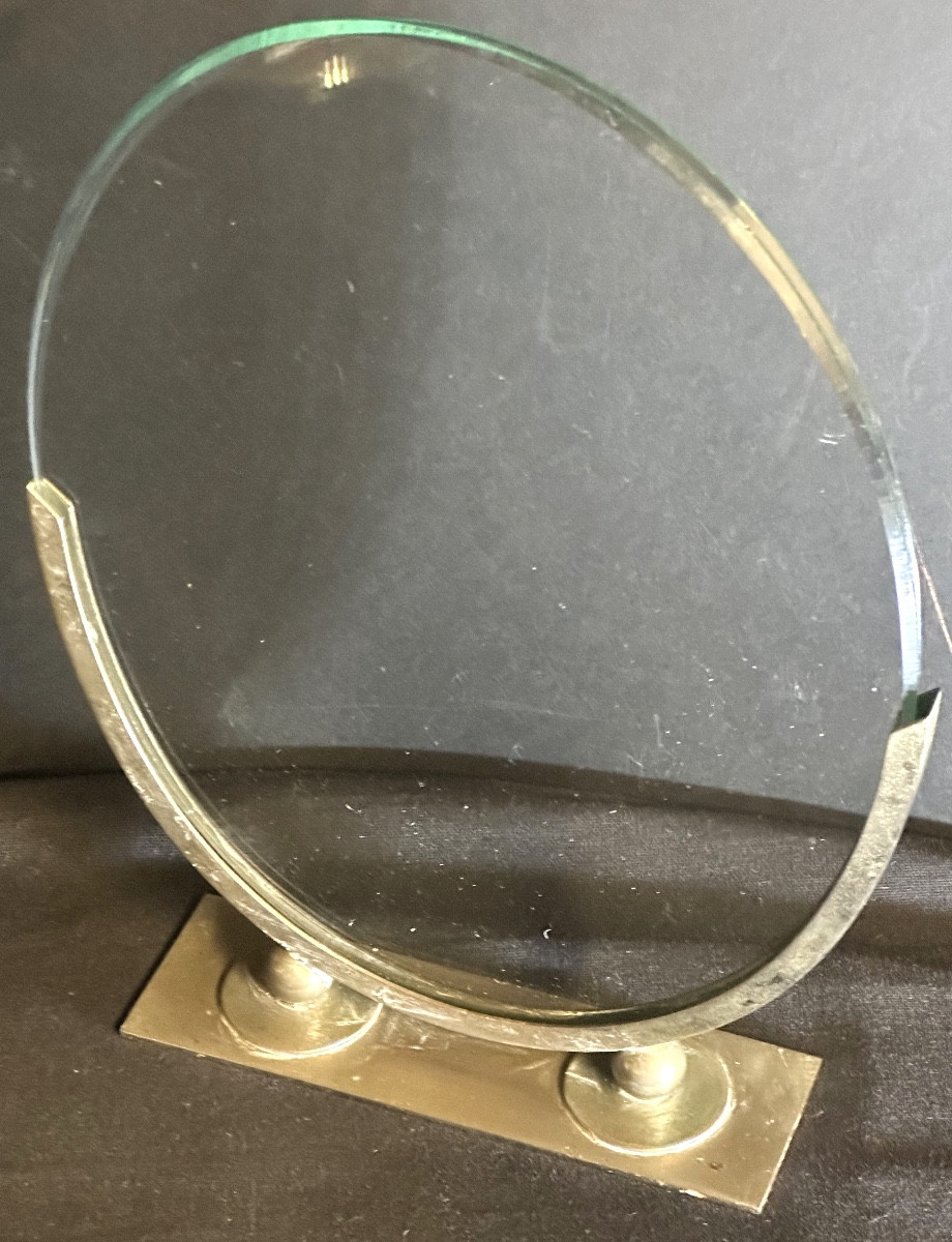 Cadre porte photo Art Deco en métal chromé et verres 1930