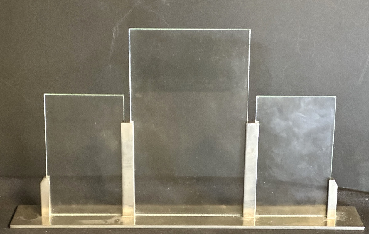 Porte Photos Art Déco signé HESO en métal chromé et verres 1930-photo-2