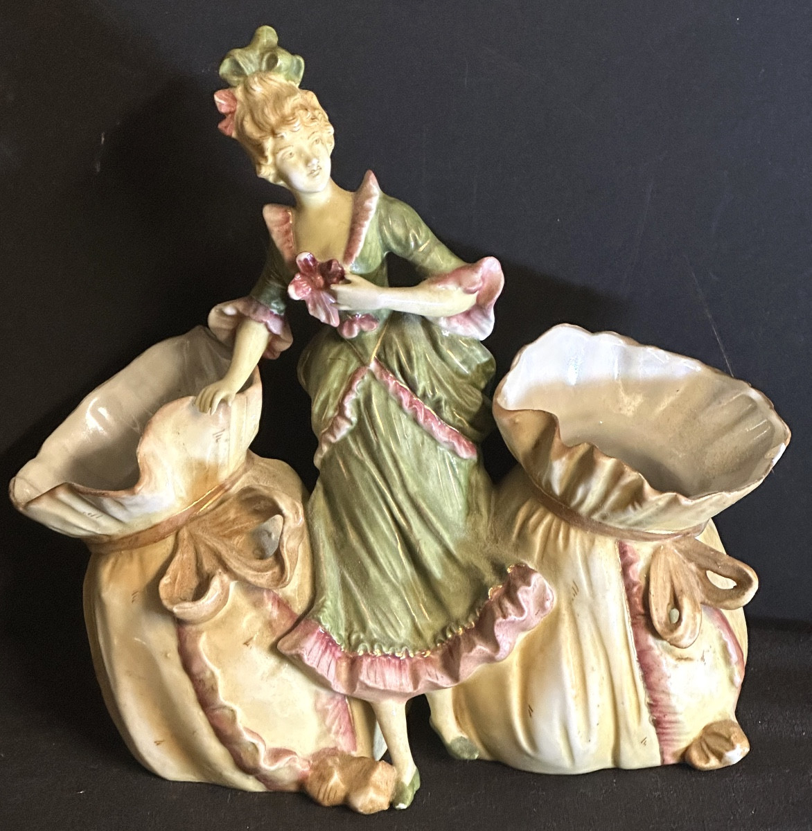 Bouquetière double ÉLÉGANTE en biscuit de porcelaine 1900-photo-4