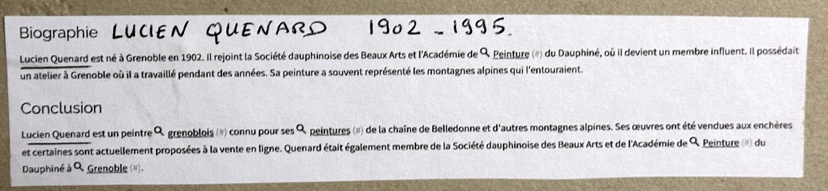 Lucien Quenard 1902-1995 Oil On Canvas Route De Chamrousse Belledonne Alps Mountain Uriage Grenoble-photo-1