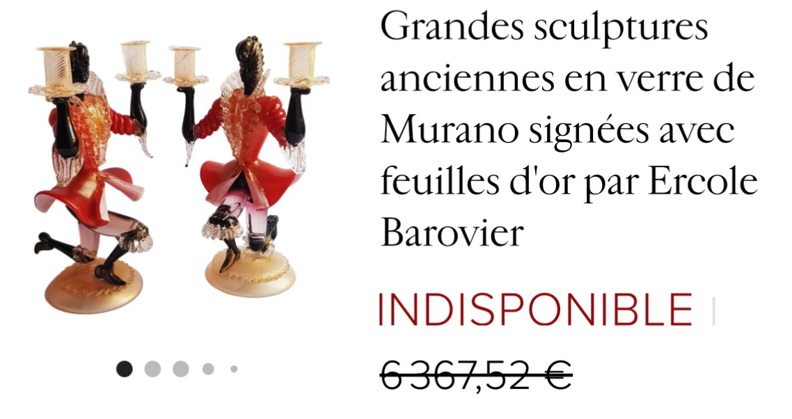 Important Pair Of Murano Glass Candlesticks By Barovier And Toso-photo-4
