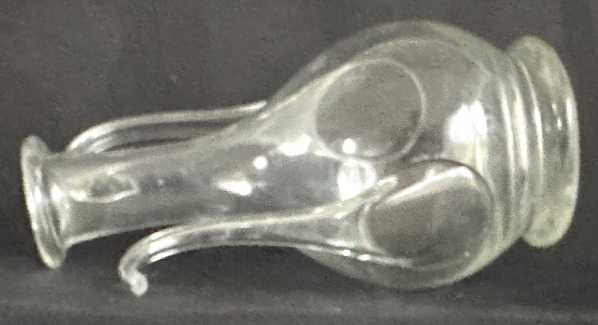 Verseuse burette à huile ancienne en verre soufflé XIXe en très bon état-photo-2