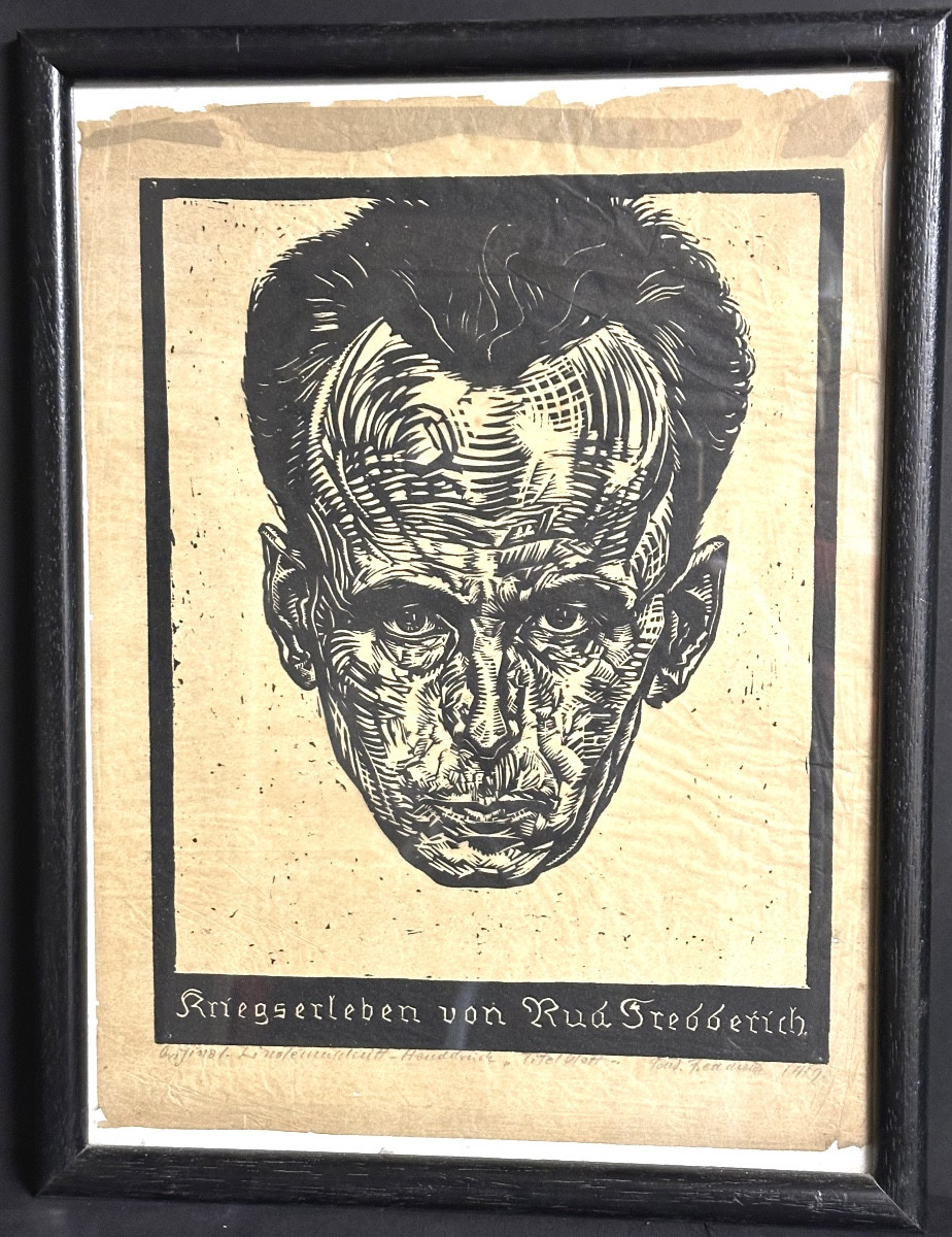 Rudolph FREDDERICH Hambourg 1887-1976 Rare linogravure originale -photo-2