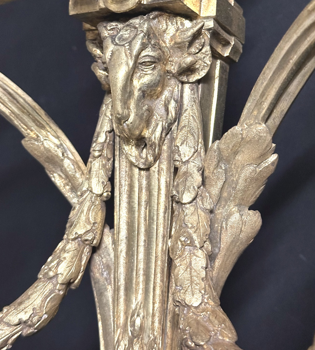 Important Pair Louis XVI Style Wall Sconce 58cm Gilt Bronze, With 3 Lights, 19th Century -photo-3