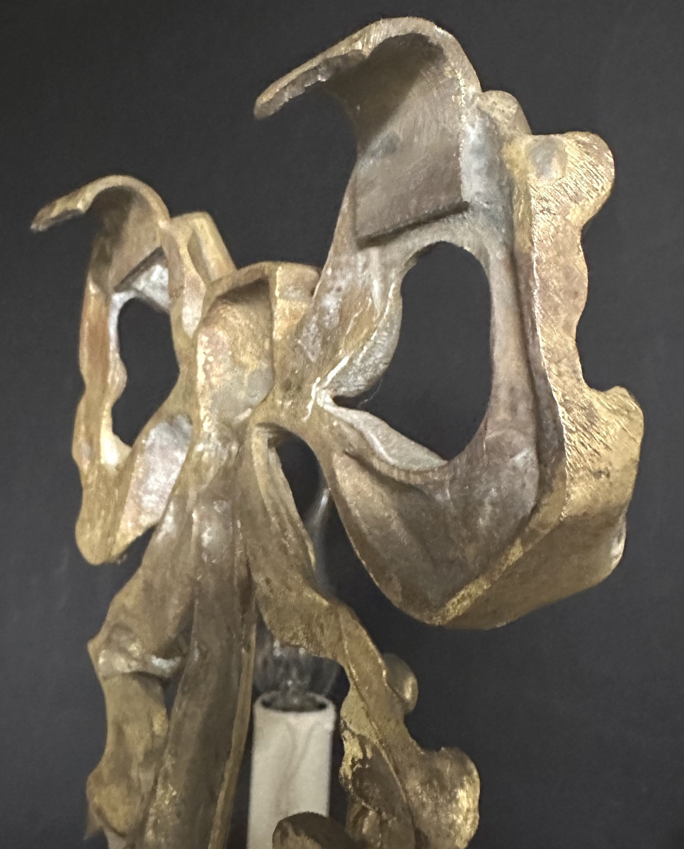 Important Pair Louis XVI Style Wall Sconce 58cm Gilt Bronze, With 3 Lights, 19th Century -photo-4