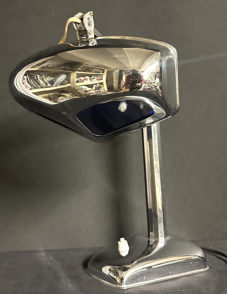 Rare lampe PIROUETT galbée Art Deco 1930 Mouche en très bon état.-photo-6