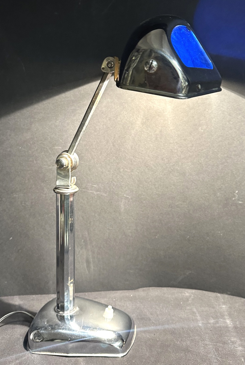 Rare lampe PIROUETT galbée Art Deco 1930 Mouche en très bon état.-photo-7