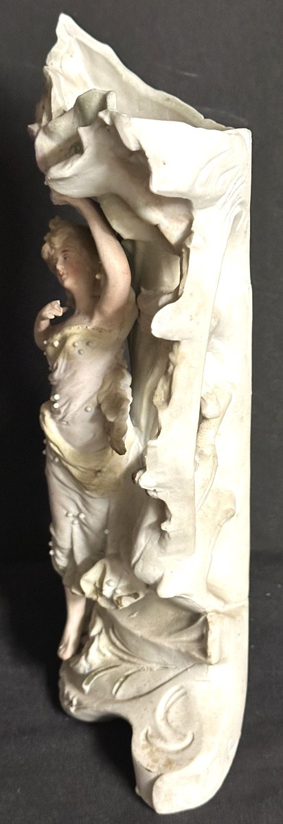 Vase en biscuit de porcelaine1900 Jeune élégante-photo-4