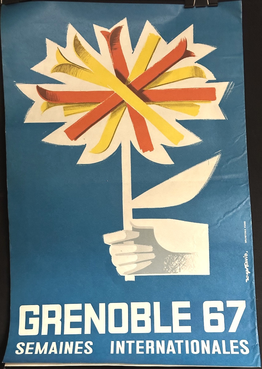 Roger DAVID Affiche originale Grenoble 1967 COJO Jeux Olympiques Autrans Chamrousse St Nizier-photo-2