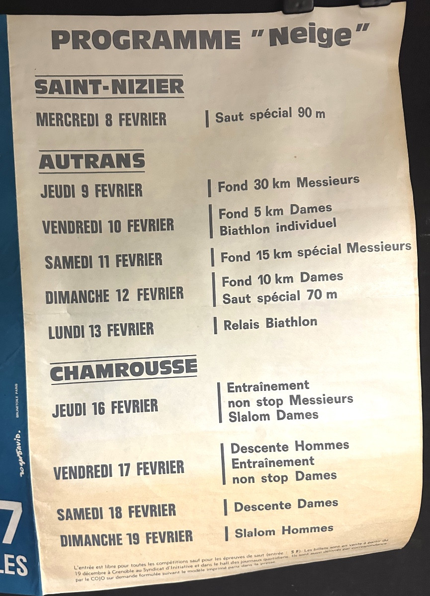 Roger DAVID Affiche originale Grenoble 1967 COJO Jeux Olympiques Autrans Chamrousse St Nizier-photo-3